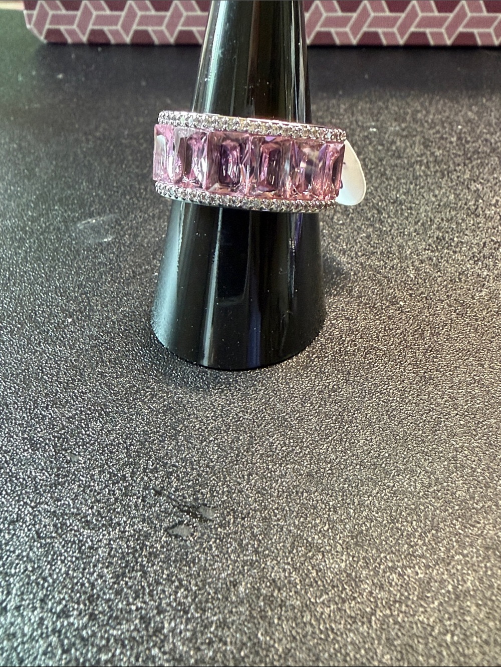 Pink Crystal Band Ring with Sparkling Accents